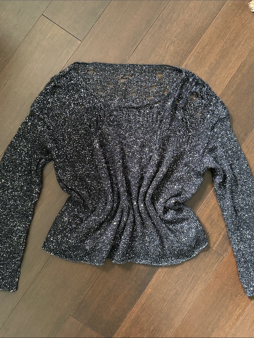 SAINT LAURENT Black Metallic Knit Sweater